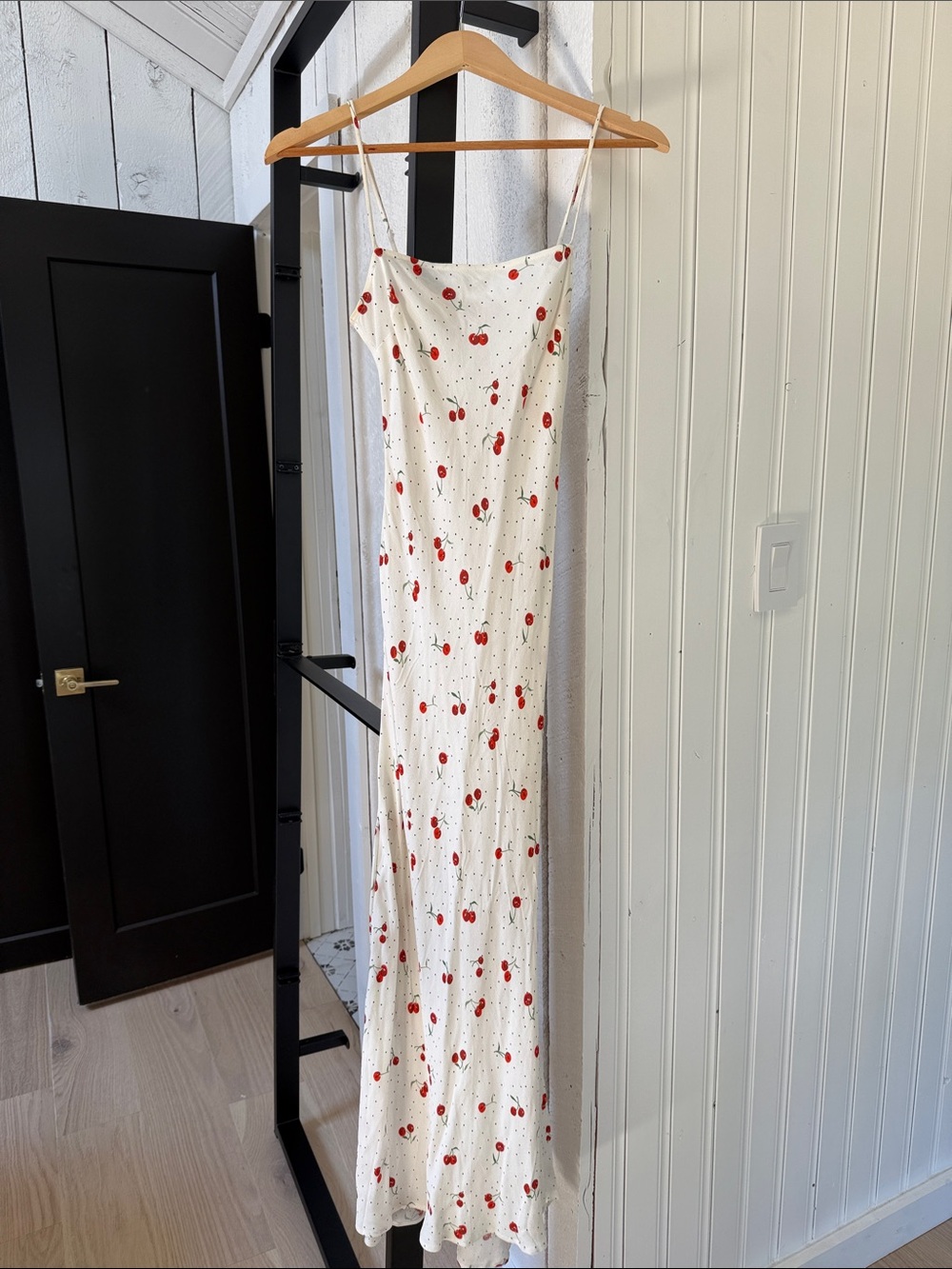VRG GRL White Slip Dress with Red Cherry Print